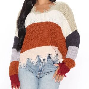 V-neck multicolor sweater